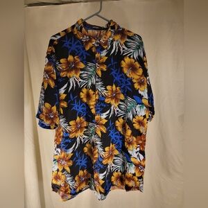 JOGAL Men's Flower Casual Button Down Short‎ Sleeve Hawaiian Shirt XXL